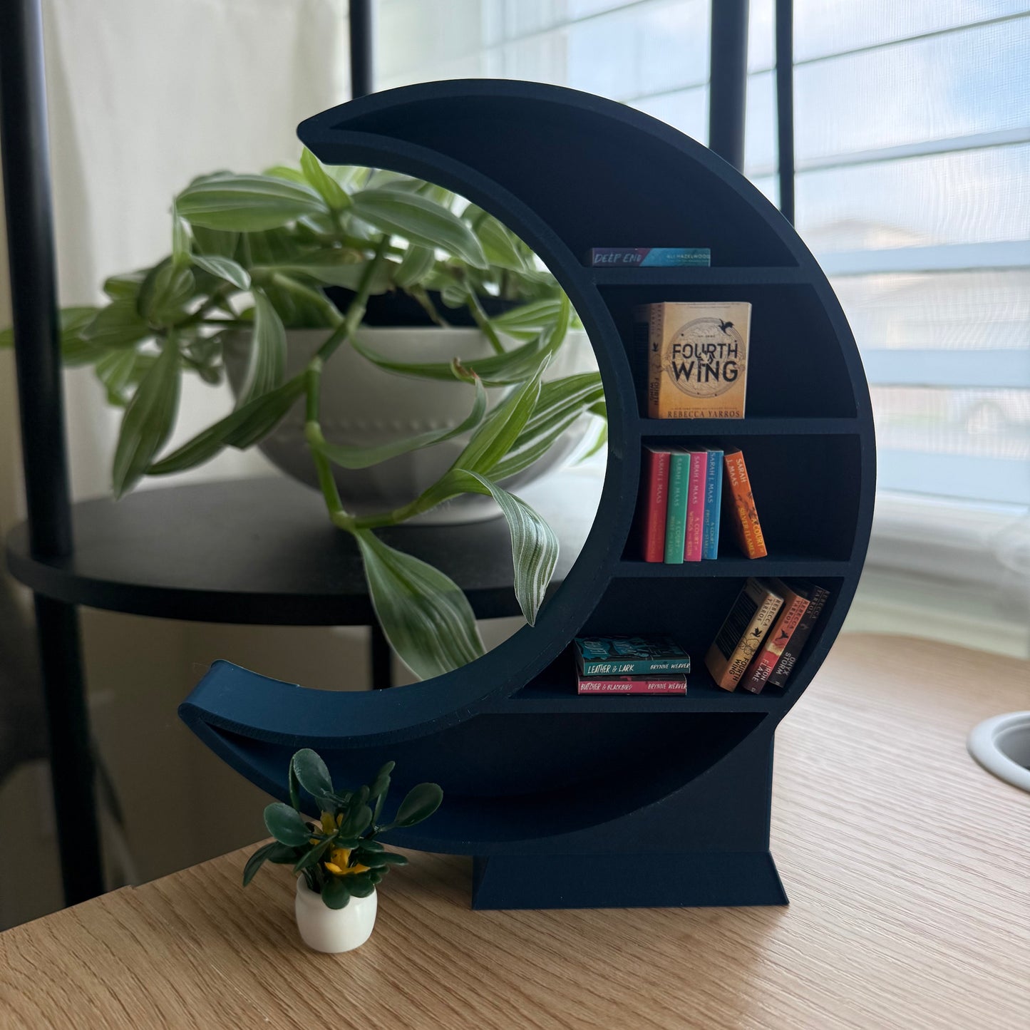 Navy Blue Crescent Moon Mini Bookshelf